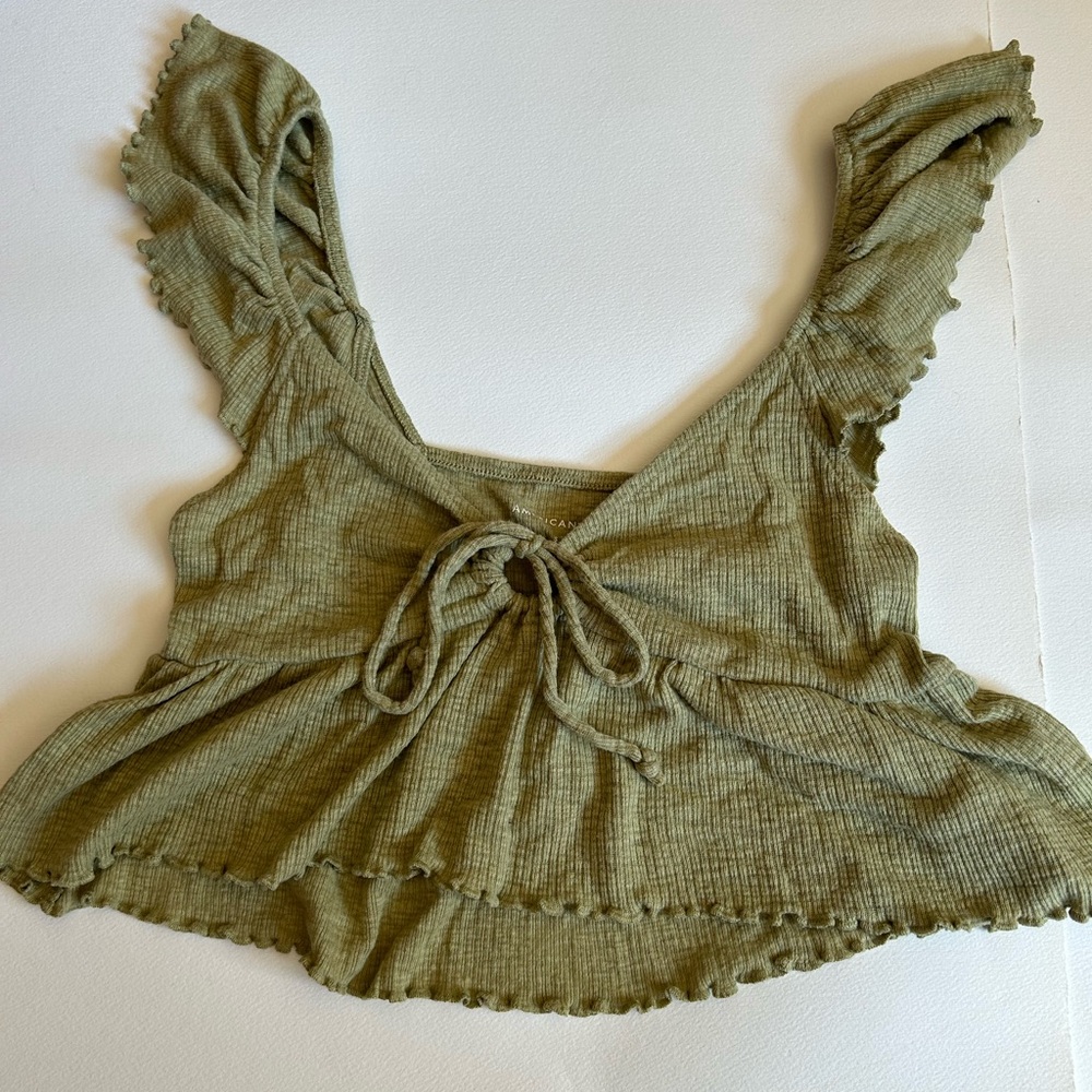 Green Flowy Crop Top